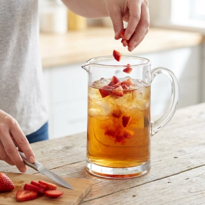 Découper les fraises  en petits morceaux et les ajouter à la préparation