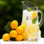 Un pichet et un verre de cocktail Lemouroudji contenant des glaçons, tranches de citron, et une feuille de menthe, posés à côté de citrons frais.