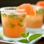 Cocktail rose dans un verre givré au sucre avec une tranche de pamplemousse et des feuilles de menthe flottantes.